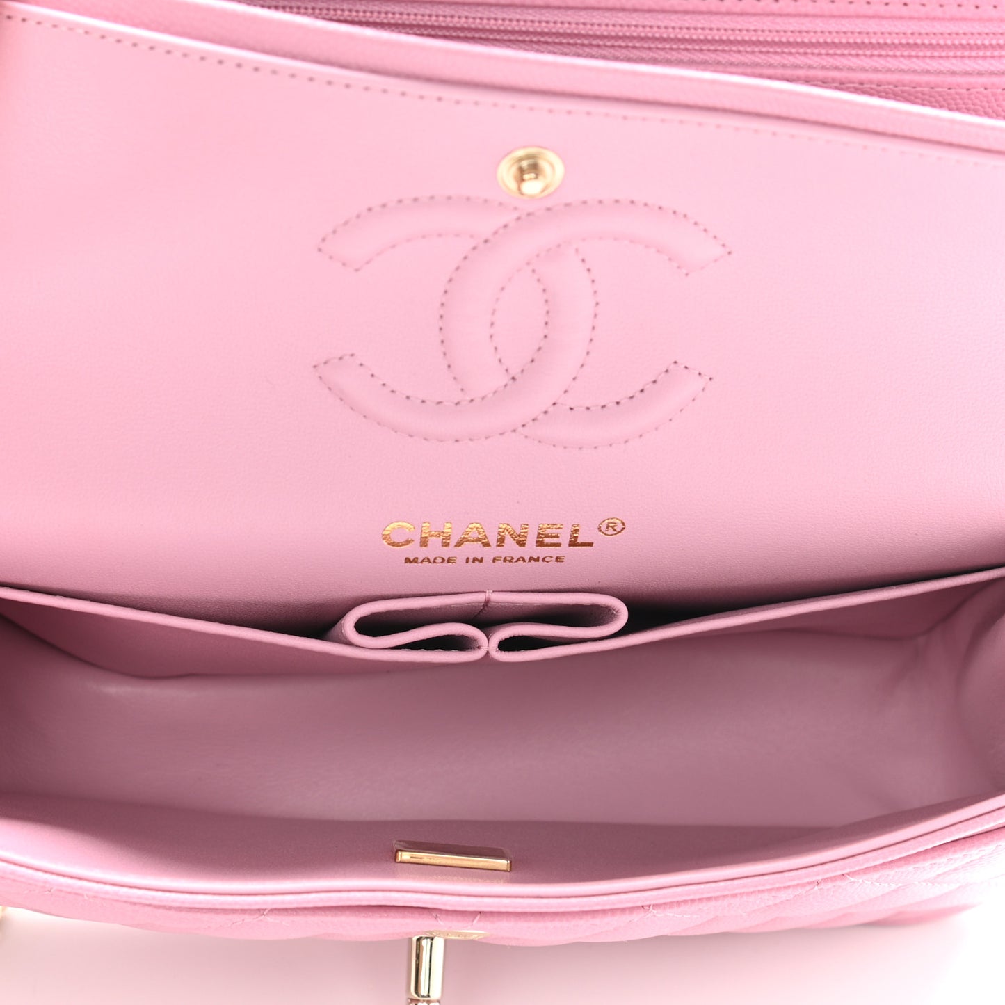 Caviar Quilted Small Double Flap Light Pink