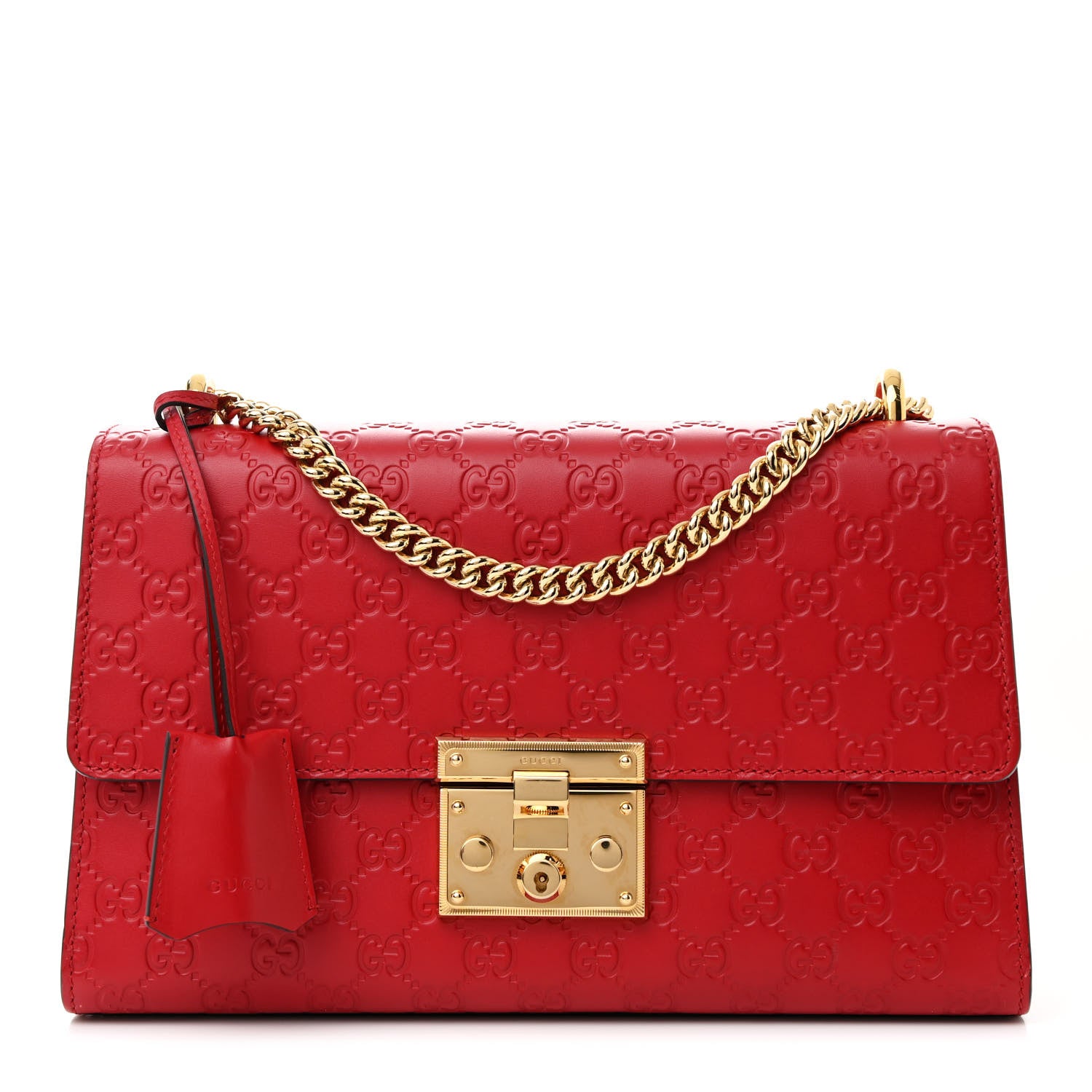 Gucci Guccissima Medium Padlock Shoulder Bag Hibiscus Red 1 of 12