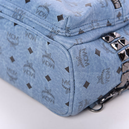MCM Visetos Side Stud X-Mini Stark Bebe Boo Backpack Blue 5 of 9