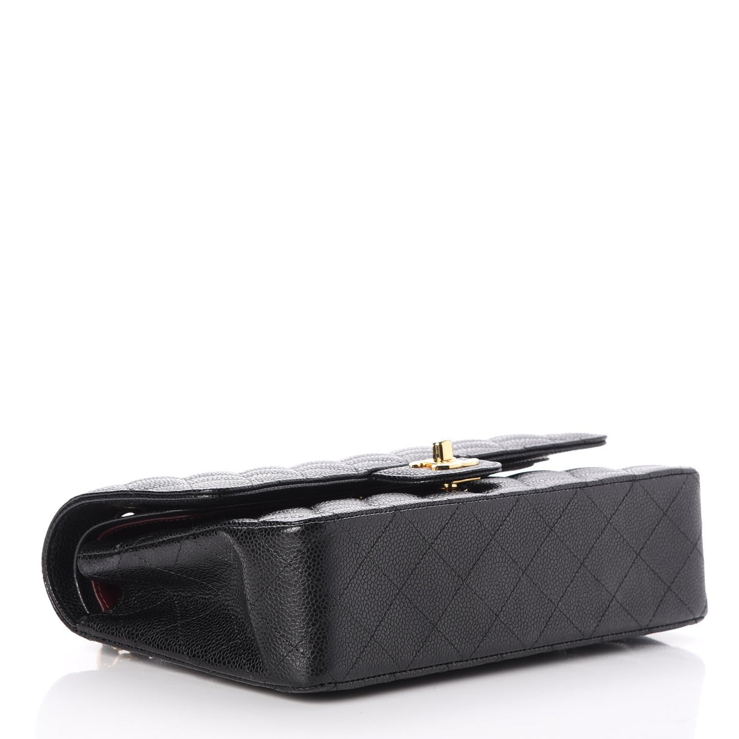 Caviar Quilted Medium Double Flap Black
