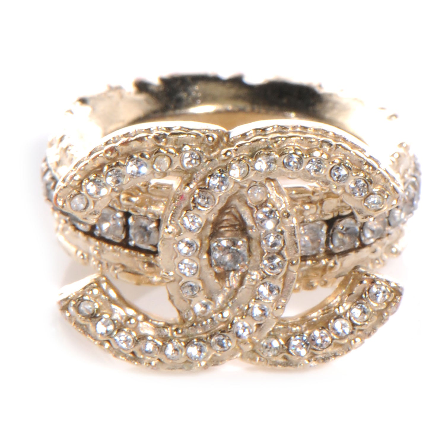 Chanel Paris Byzance Crystal CC Ring 6.5 Gold 1 of 4