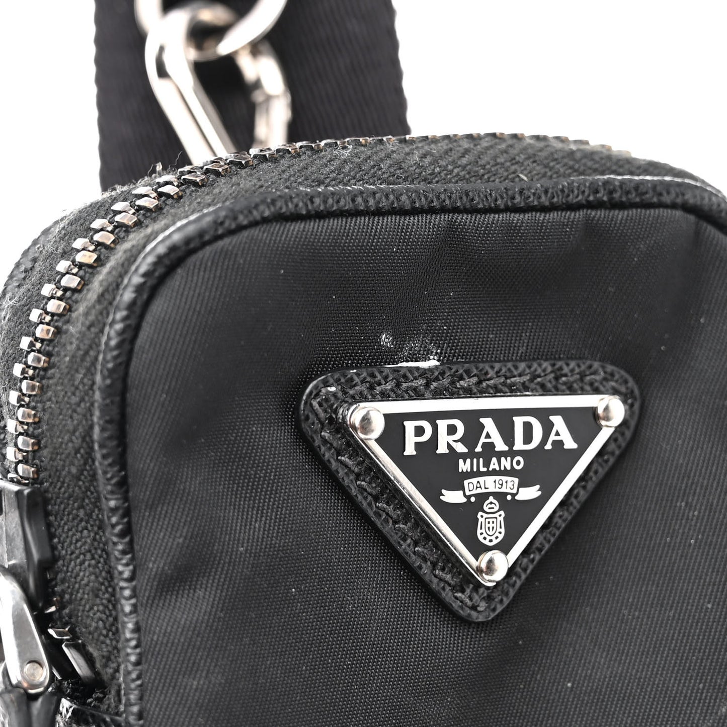 Re-Nylon Saffiano Pocket Single Snap Buckle Shoulder Bag Black