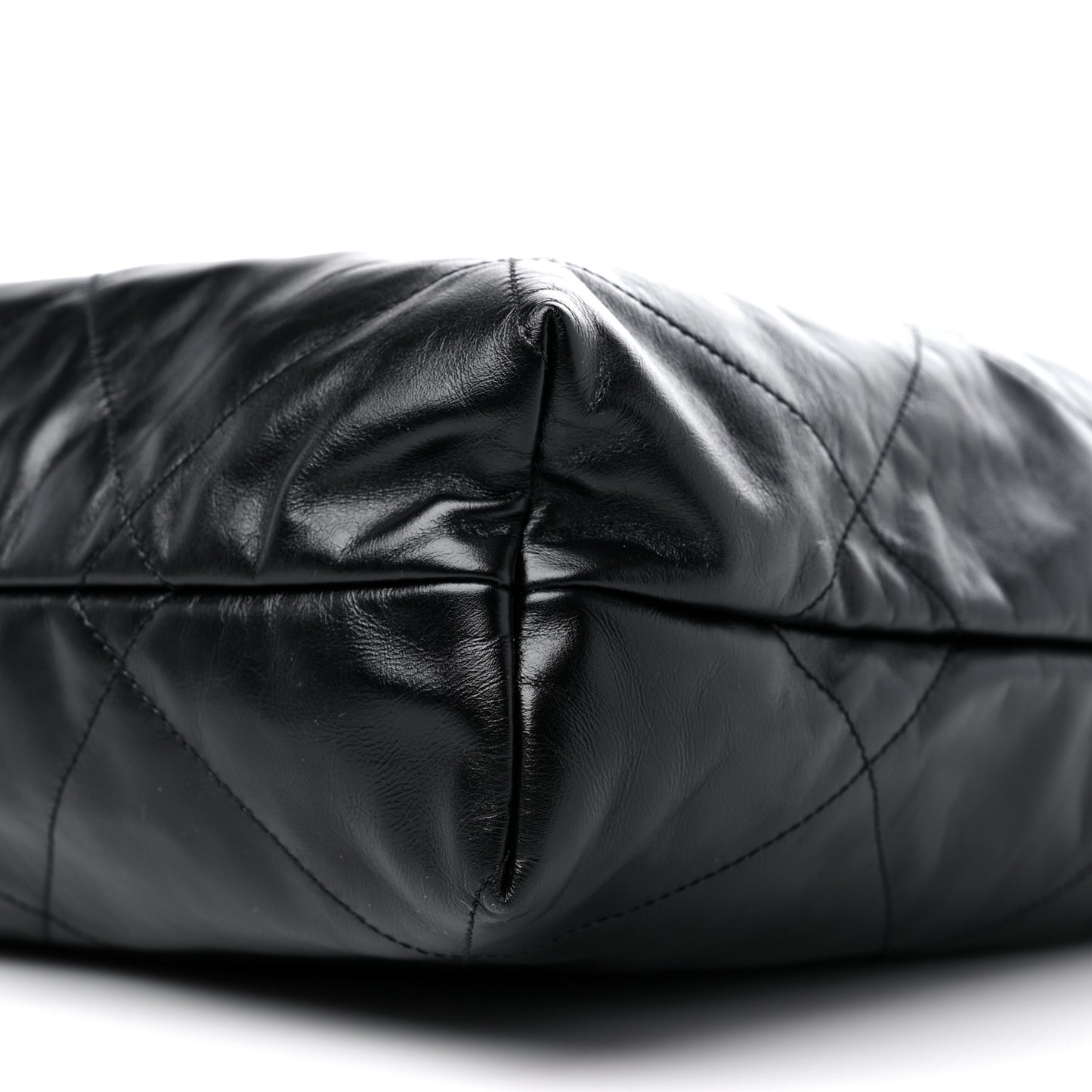 Shiny Calfskin Quilted Large Chanel 22 Black