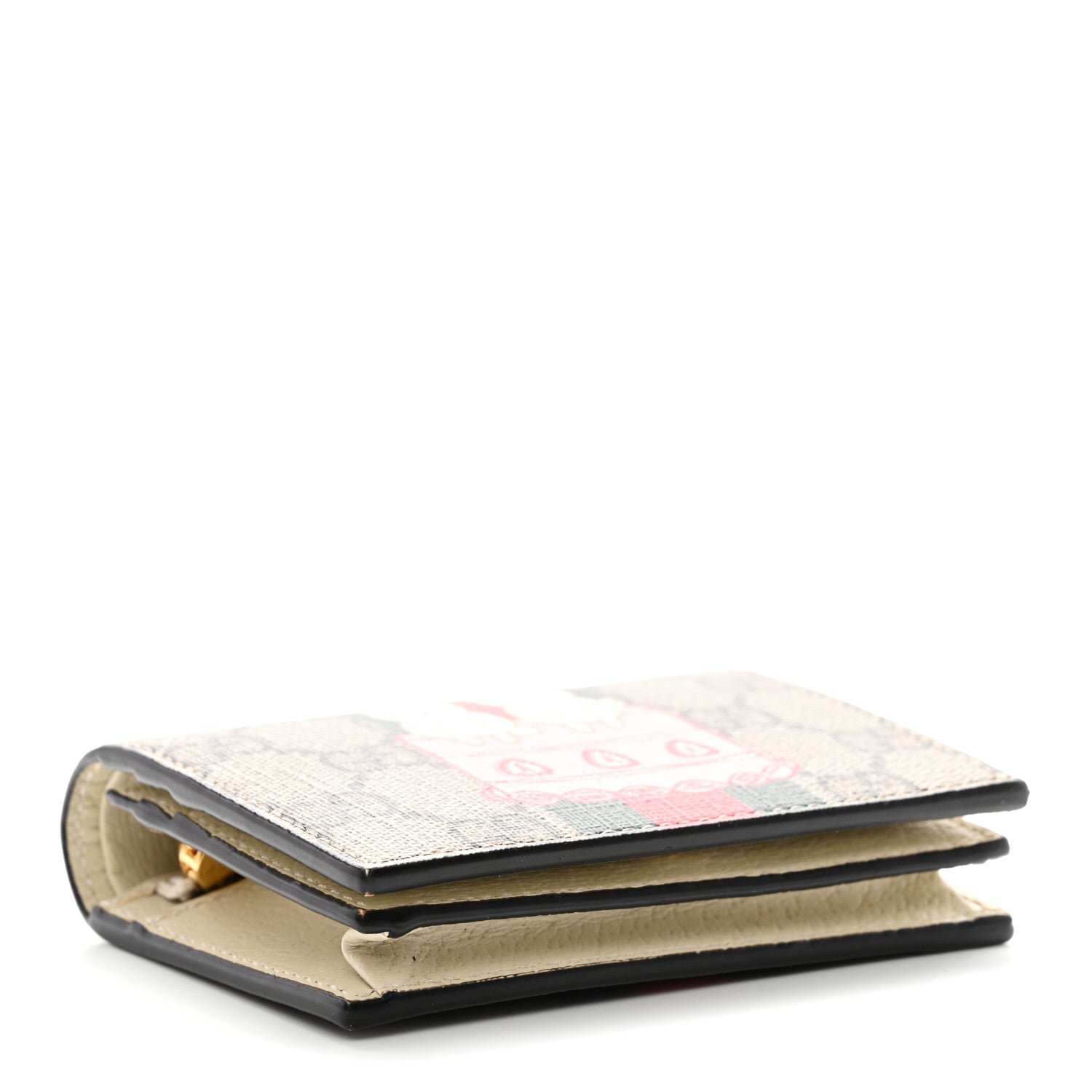 Gucci X PIKARAR Kawaii GG Supreme Monogram Animal Print Card Case Wallet Beige Ebony White Multicolor 4 of 10