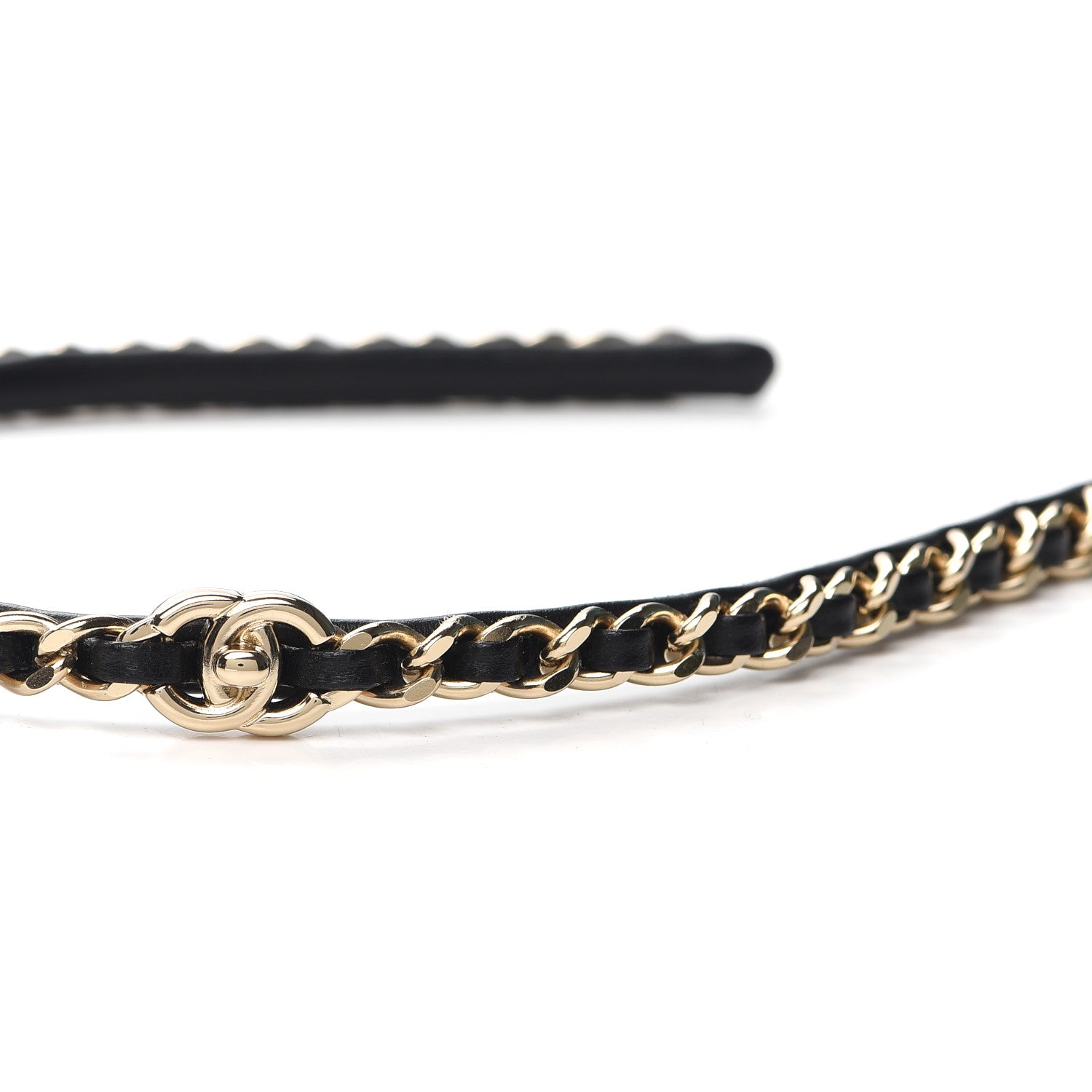 Chanel Metal Lambskin CC Turnlock Chain Headband Gold Black 5 of 6