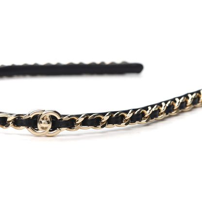 Chanel Metal Lambskin CC Turnlock Chain Headband Gold Black 5 of 6