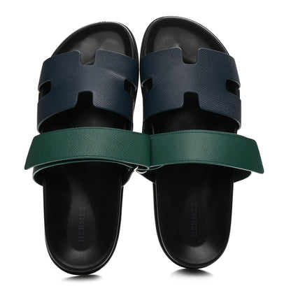 Hermes Epsom Mens Chypre Sandals 41 Bleu Celeste Vert Oyat 2 of 11