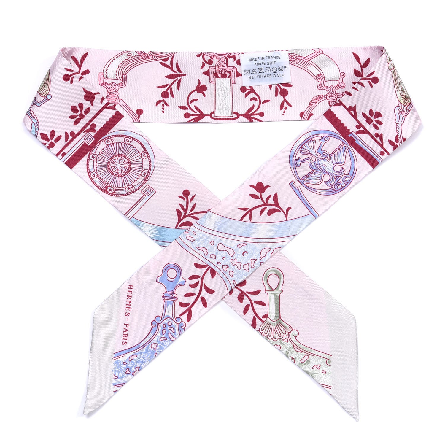 Hermes Silk Etriers Remix Twilly Rose Pale Bordeaux 1 of 4