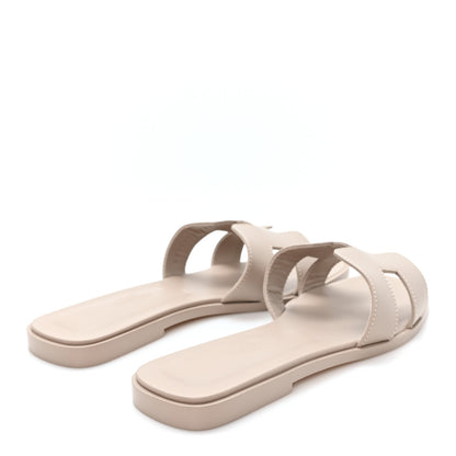 Hermes Box Calfskin Oran Sandals 36.5 Beige Mastics 5 of 10