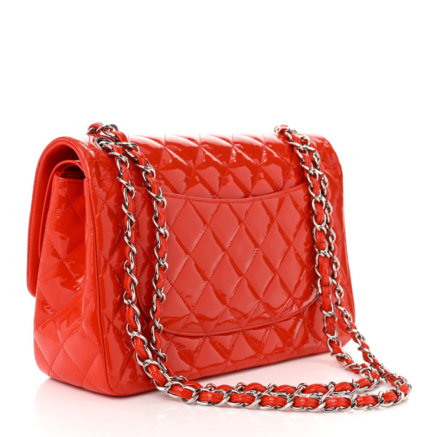 Patent Quilted Jumbo Double Flap Red