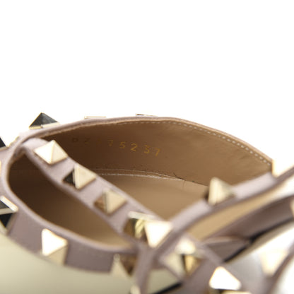 Valentino Garavani Patent Rockstud Ankle Strap Low Heel Pumps 37 Ivory Poudre 8 of 8