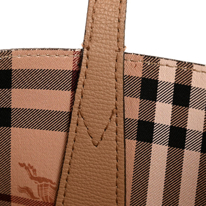 Burberry Grainy Calfskin Haymarket Check Small Reversible Tote Mid Camel 23 of 25
