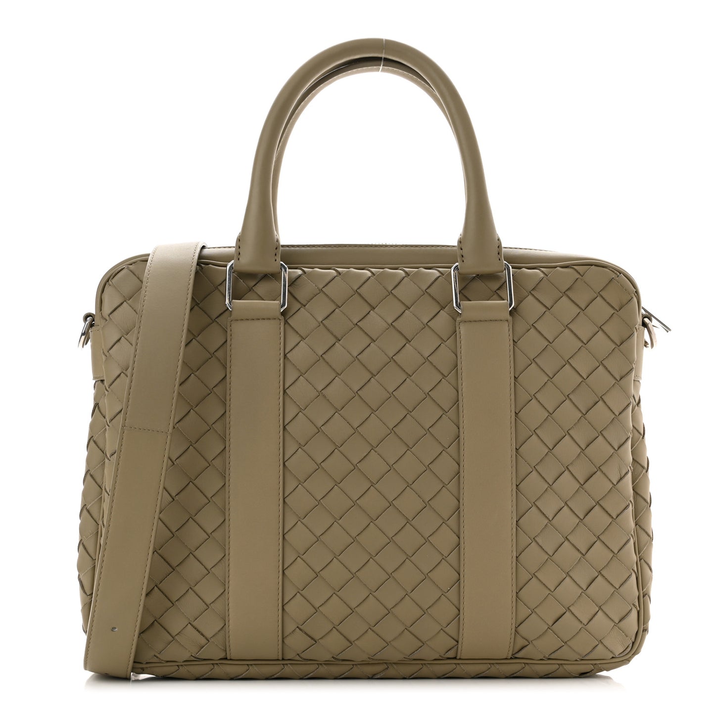 Nappa Intrecciato Medium Briefcase Taupe