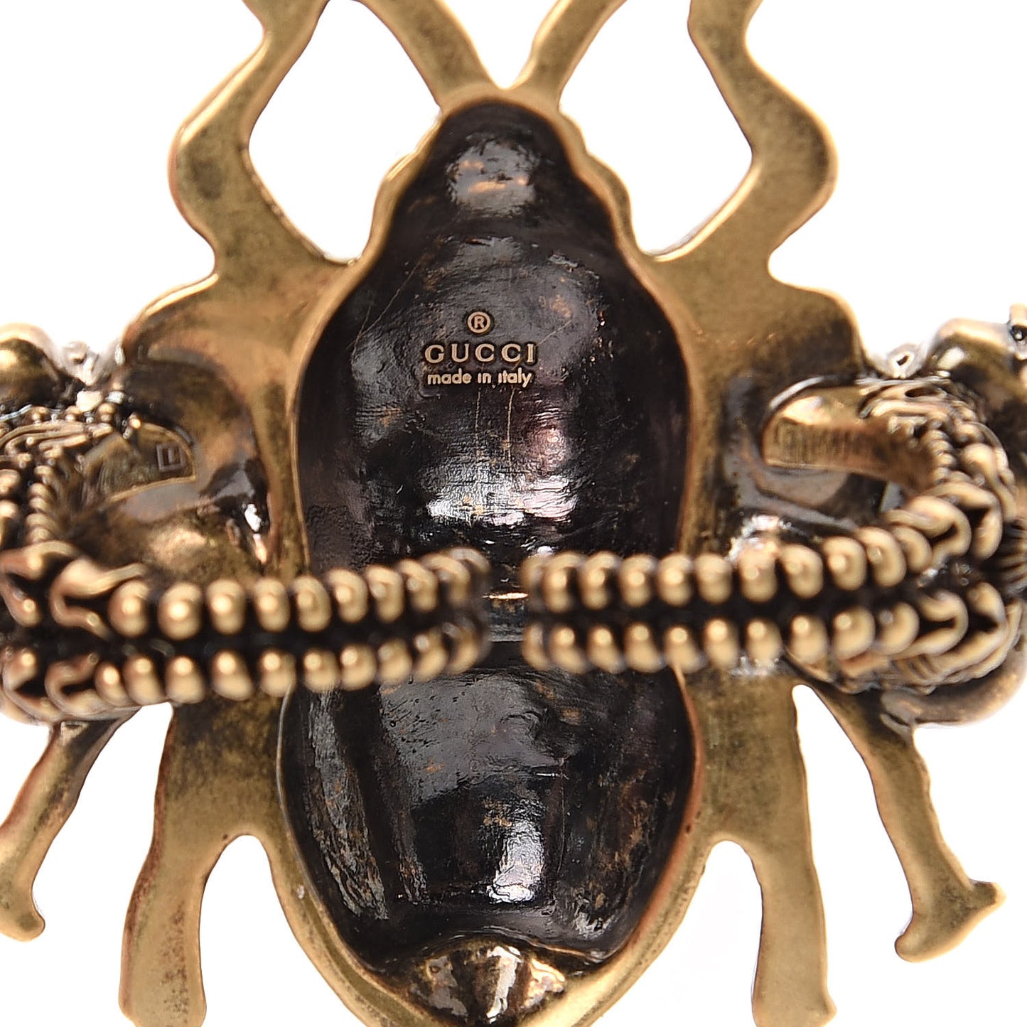 Crystal Pearl Enamel Bee Multifinger Ring Ruby