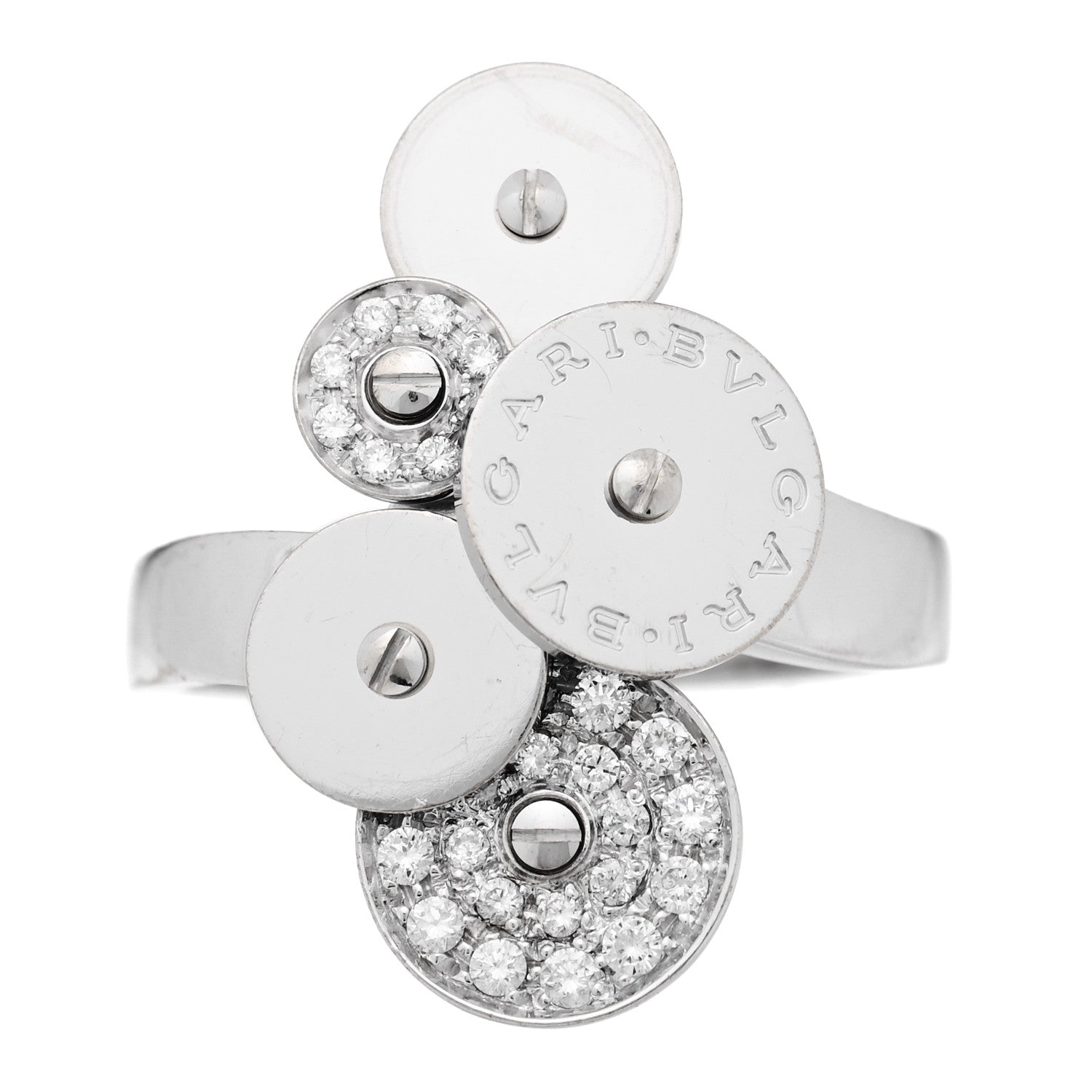Bulgari 18K White Gold Diamond Cicladi Ring 59 8.75 1 of 5