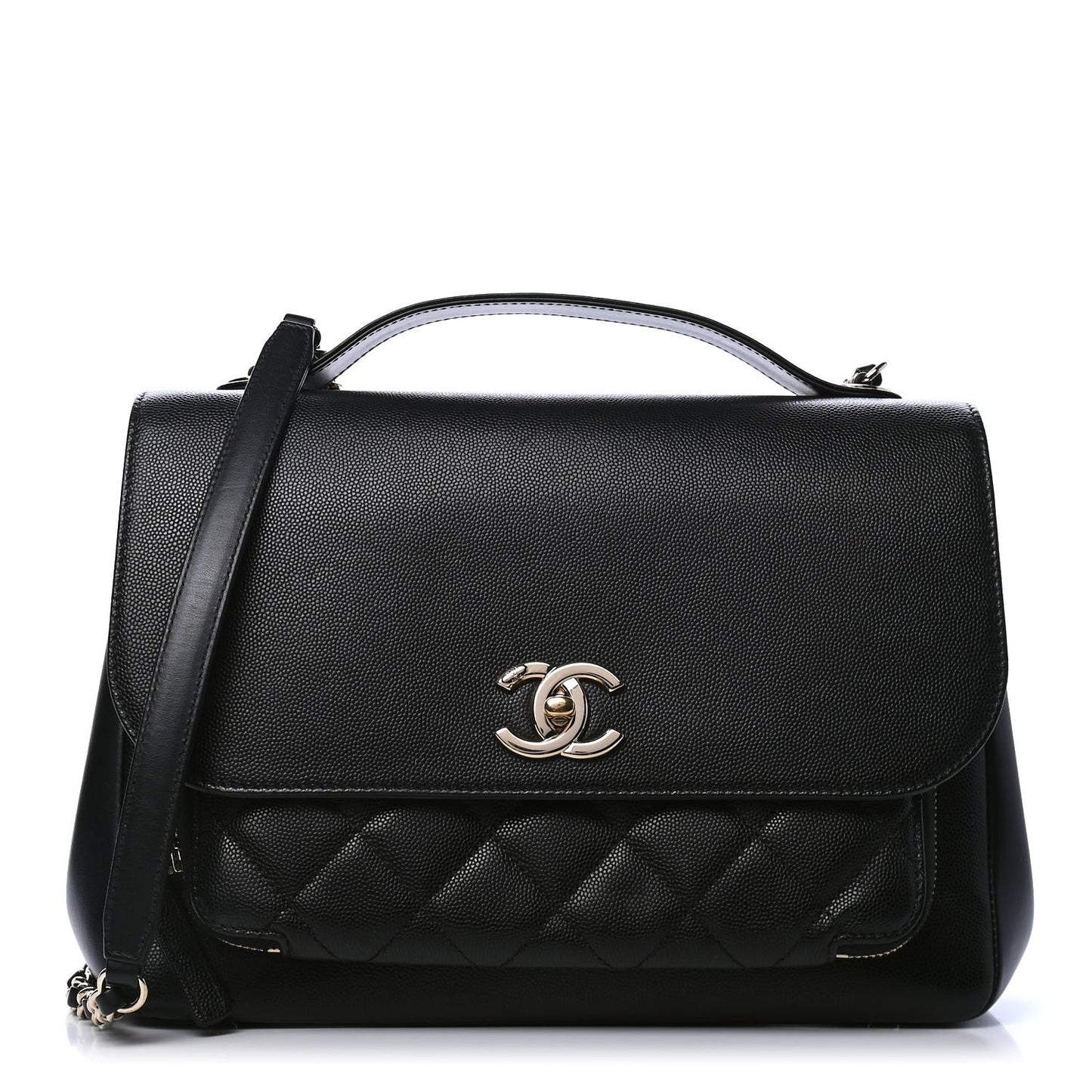 Caviar Quilted Large Business Affinity Flap Black