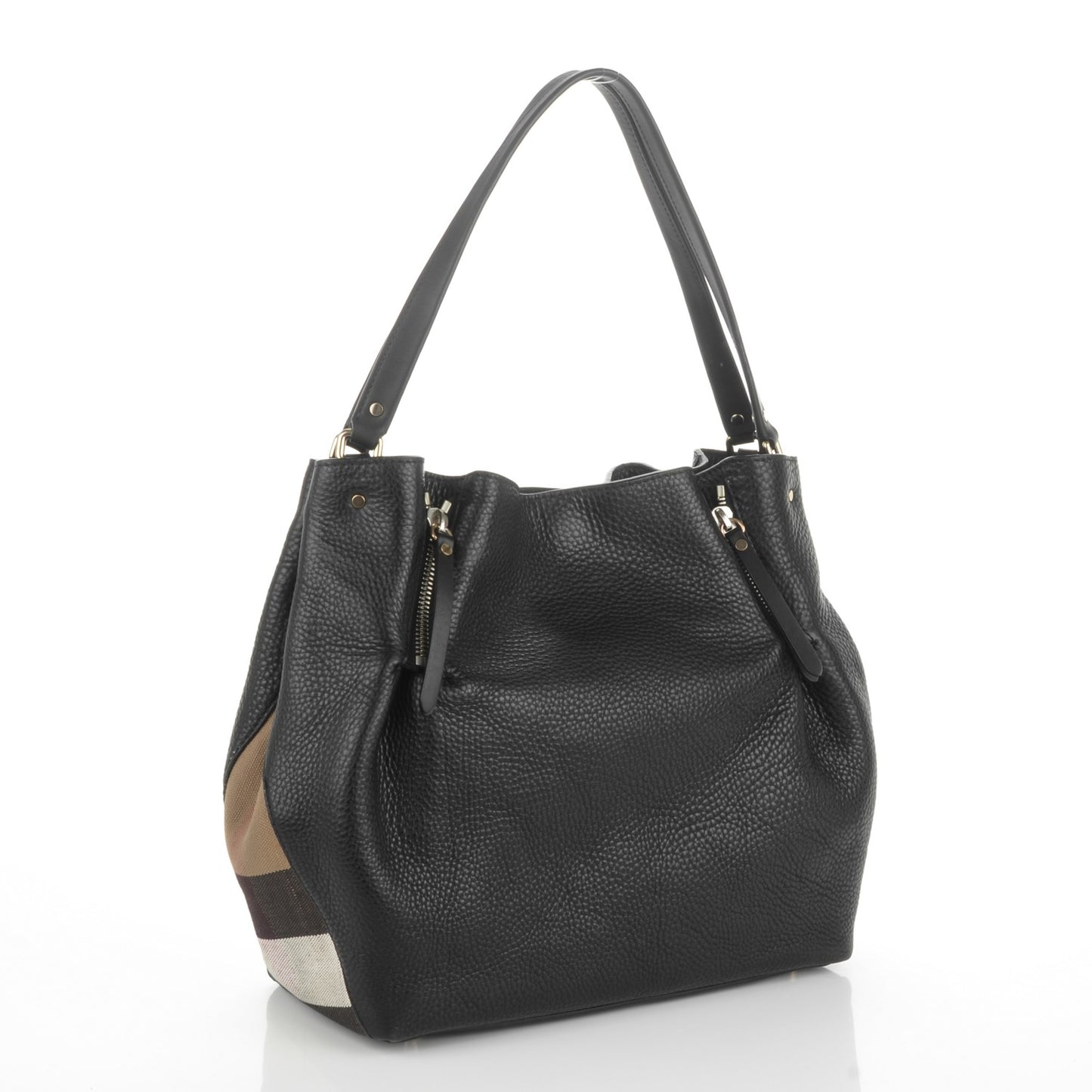 Grainy Calfskin House Check Medium Maidstone Black