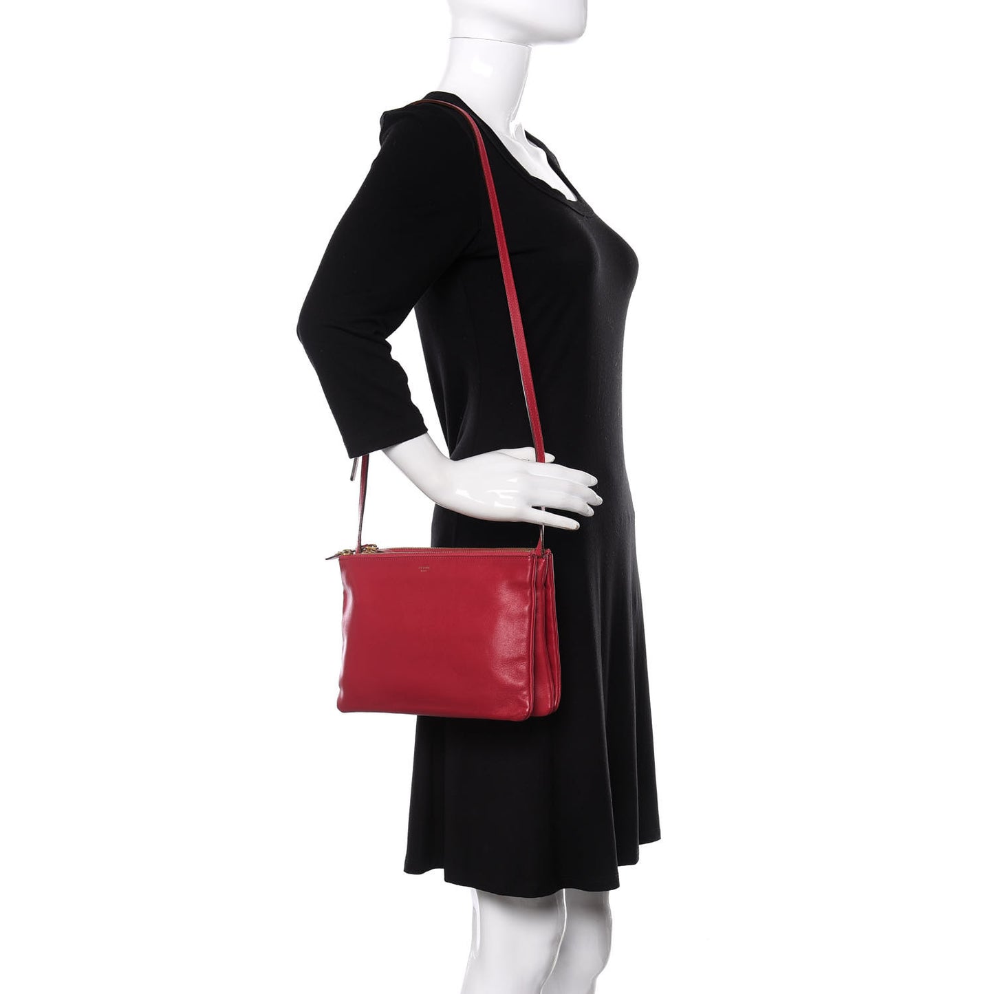 Lambskin Large Trio Crossbody Bag Fuchsia