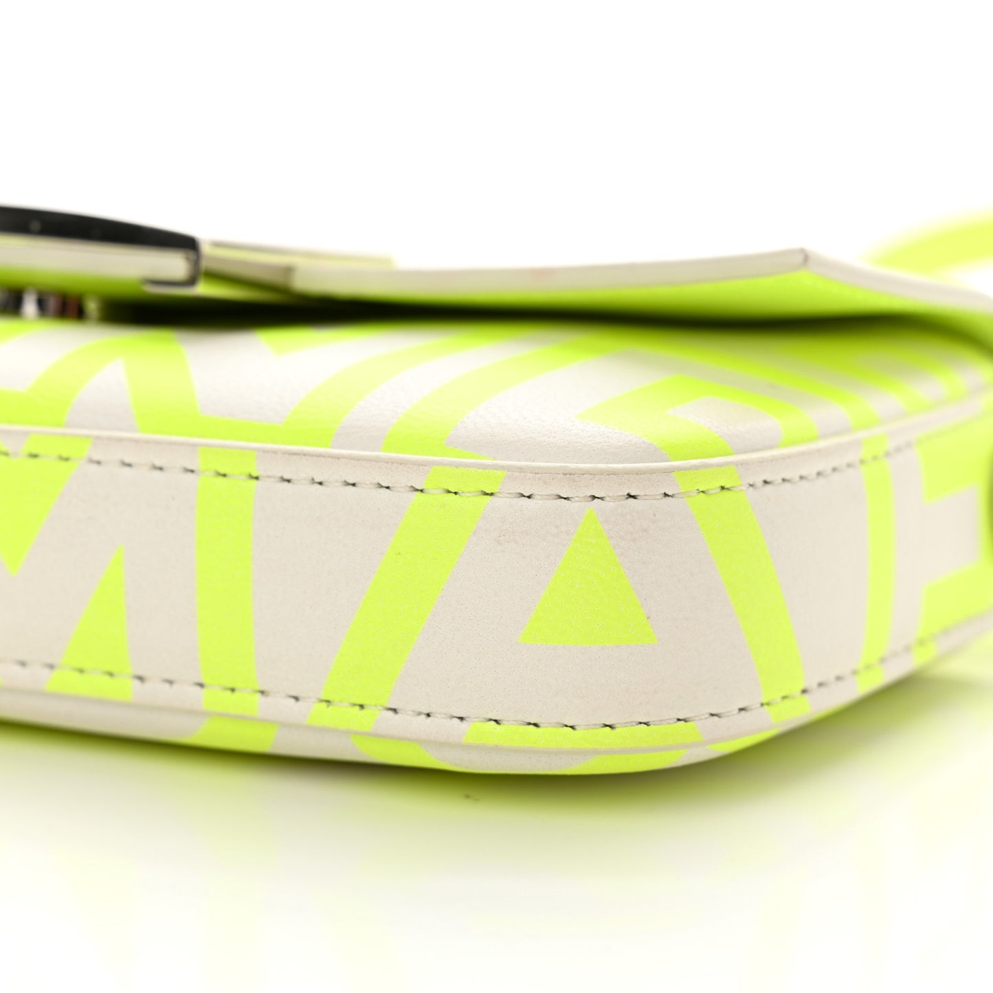 X MARC JACOBS Nappa Vitello King Logo Print Phone Baguette Yellow Fluo