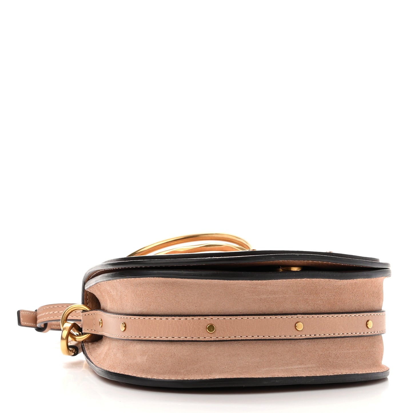 Calfskin Suede Small Nile Bracelet Bag Biscotti Beige