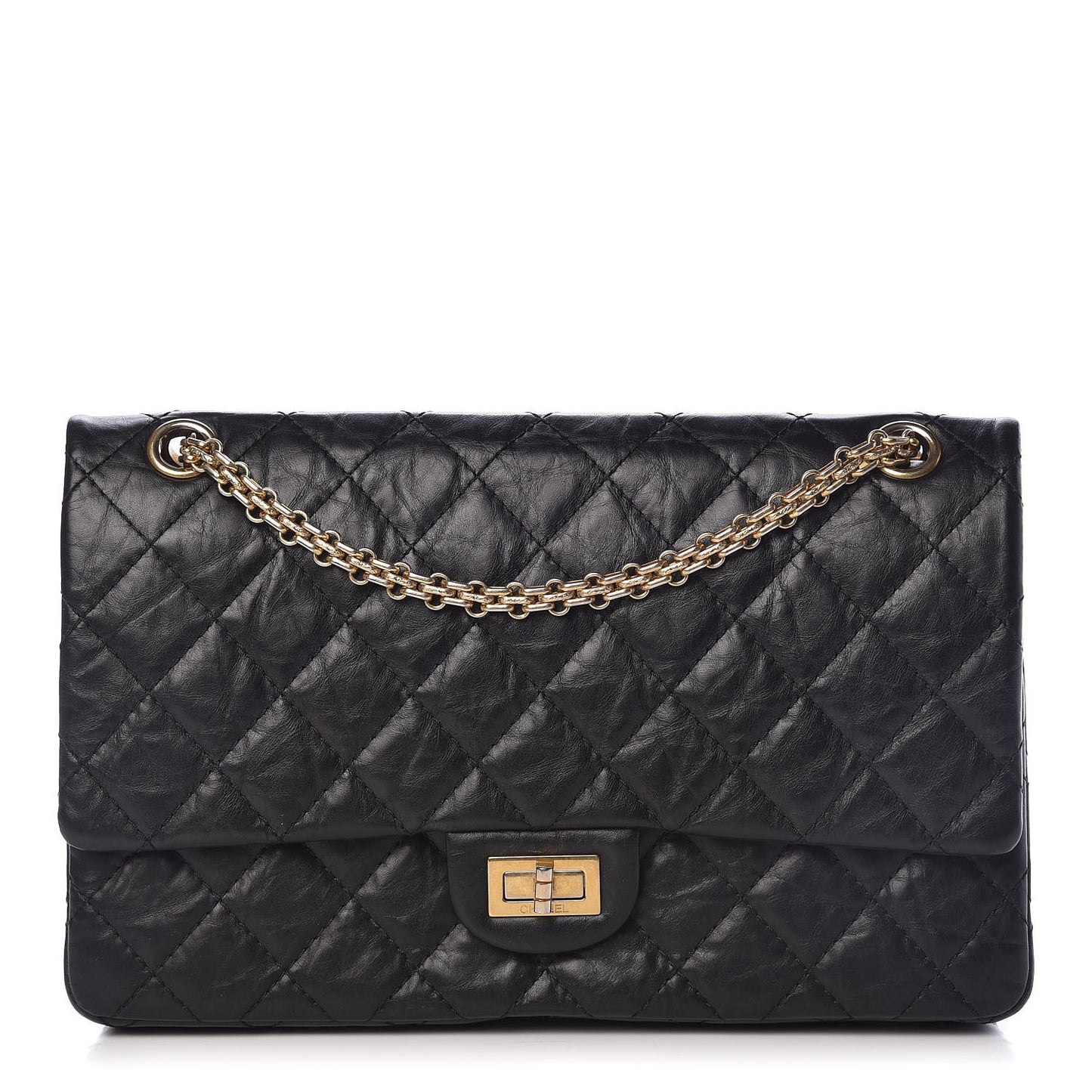 Aged Calfskin Quilted 2.55 Reissue 226 Flap Black