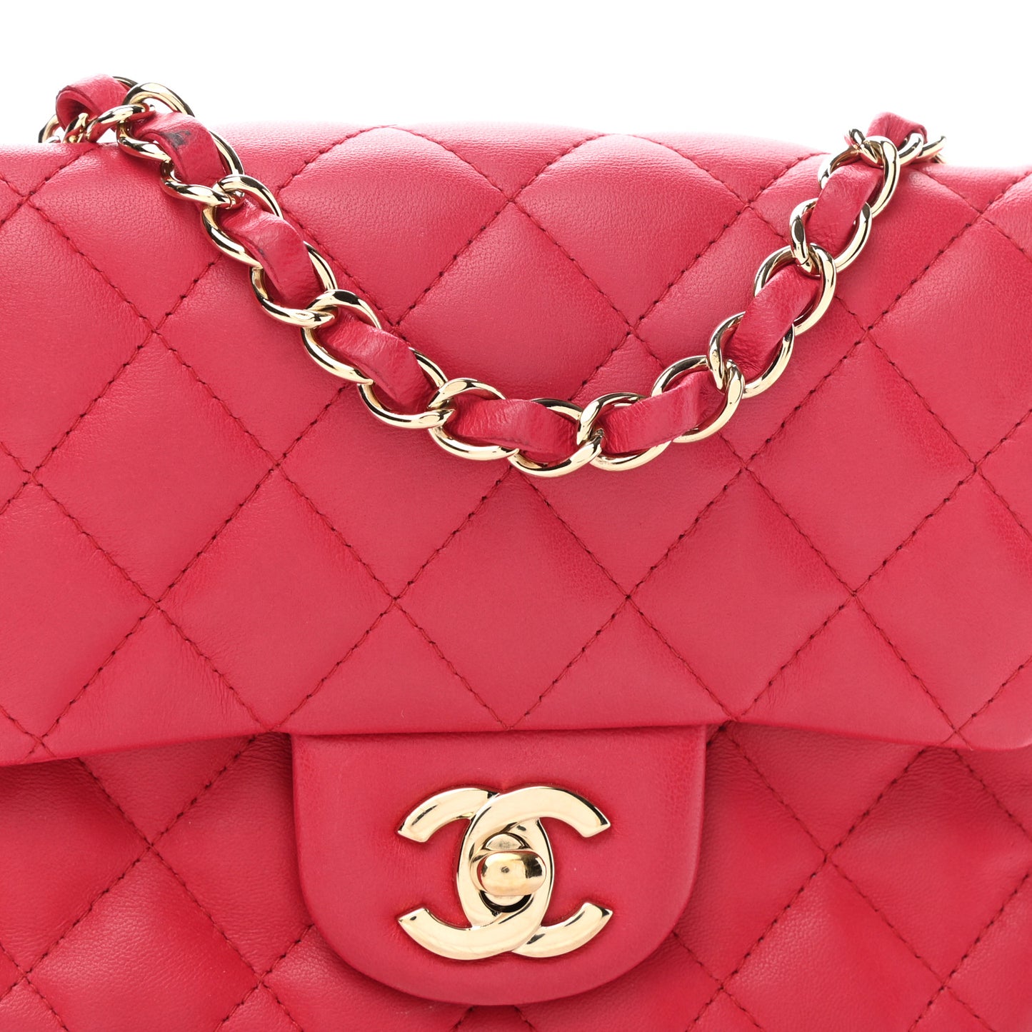 Lambskin Quilted Mini Square Flap Pink