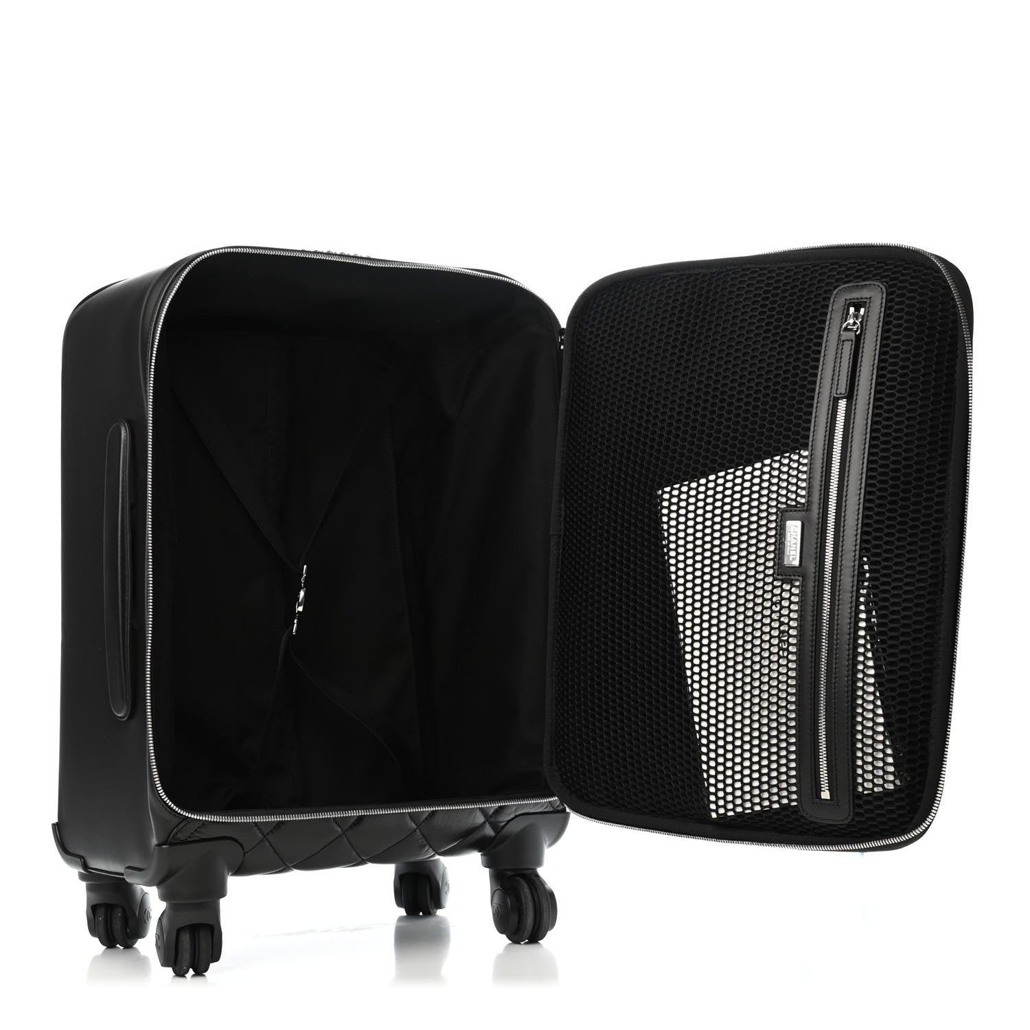 Chanel Calfskin Quilted Coco Case Trolley Rolling Luggage Black 4 of 4