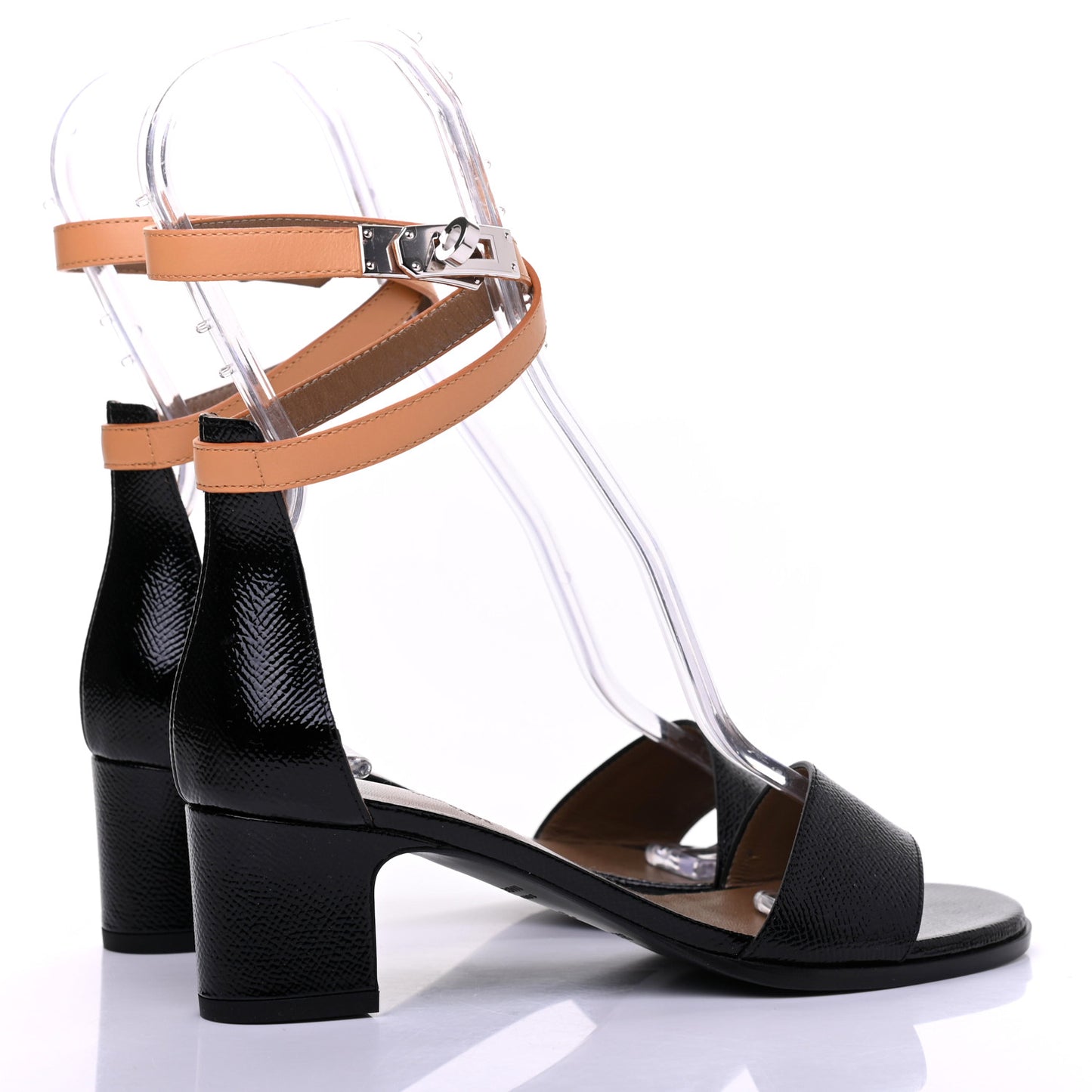 Calfskin Patent Epsom Manege Sandals 35.5 Black
