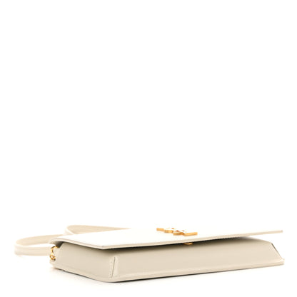 Saint Laurent Smooth Calfskin Monogram Phone Holder Crossbody Crema Soft 4 of 14