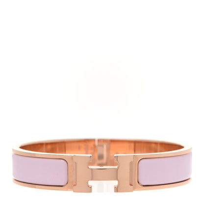 Hermes Enamel Narrow Clic Clac H Bracelet PM Rose Dragee 1 of 5