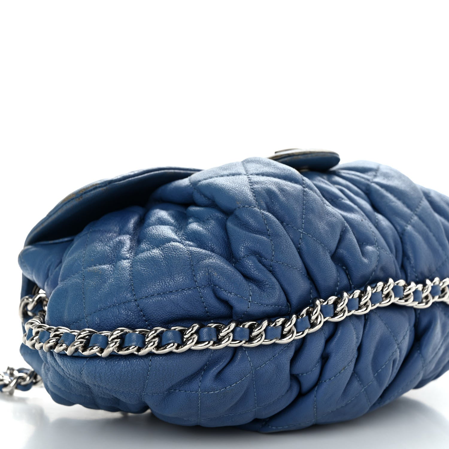 Chanel Washed Lambskin Quilted Medium Chain Around Messenger Blue 9 of 13