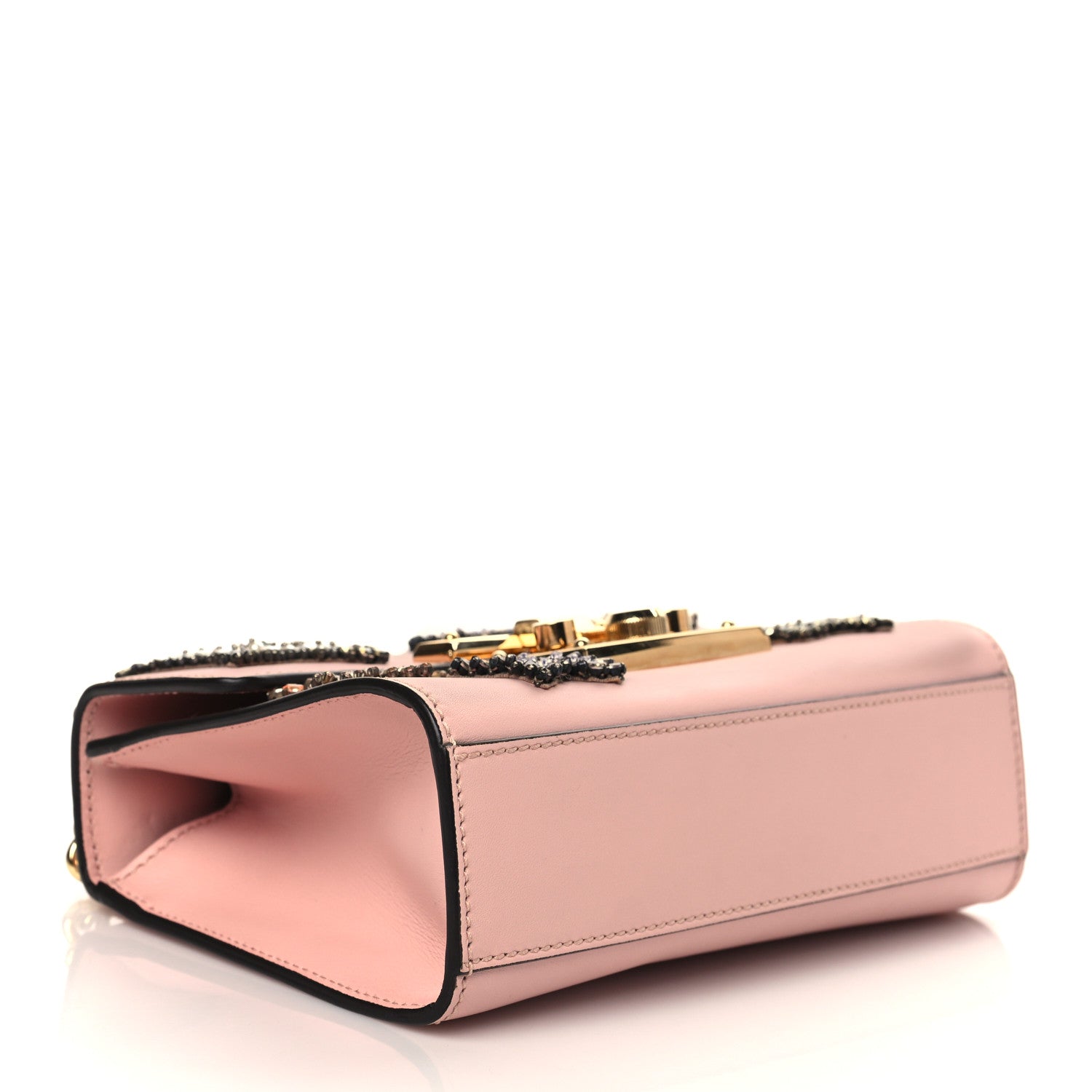Gucci Calfskin Crystal Star Embroidered Small Padlock Shoulder Bag Perfect Pink Multicolor 3 of 7
