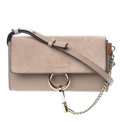 Chloe Suede Calfskin Mini Faye Shoulder Bag Motty Grey 1 of 11
