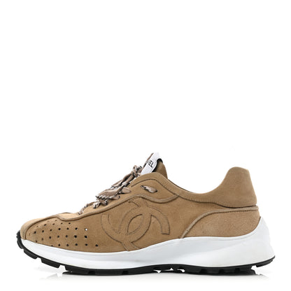 Chanel Suede Goatskin CC Sneakers 41 Dark Beige 1 of 8