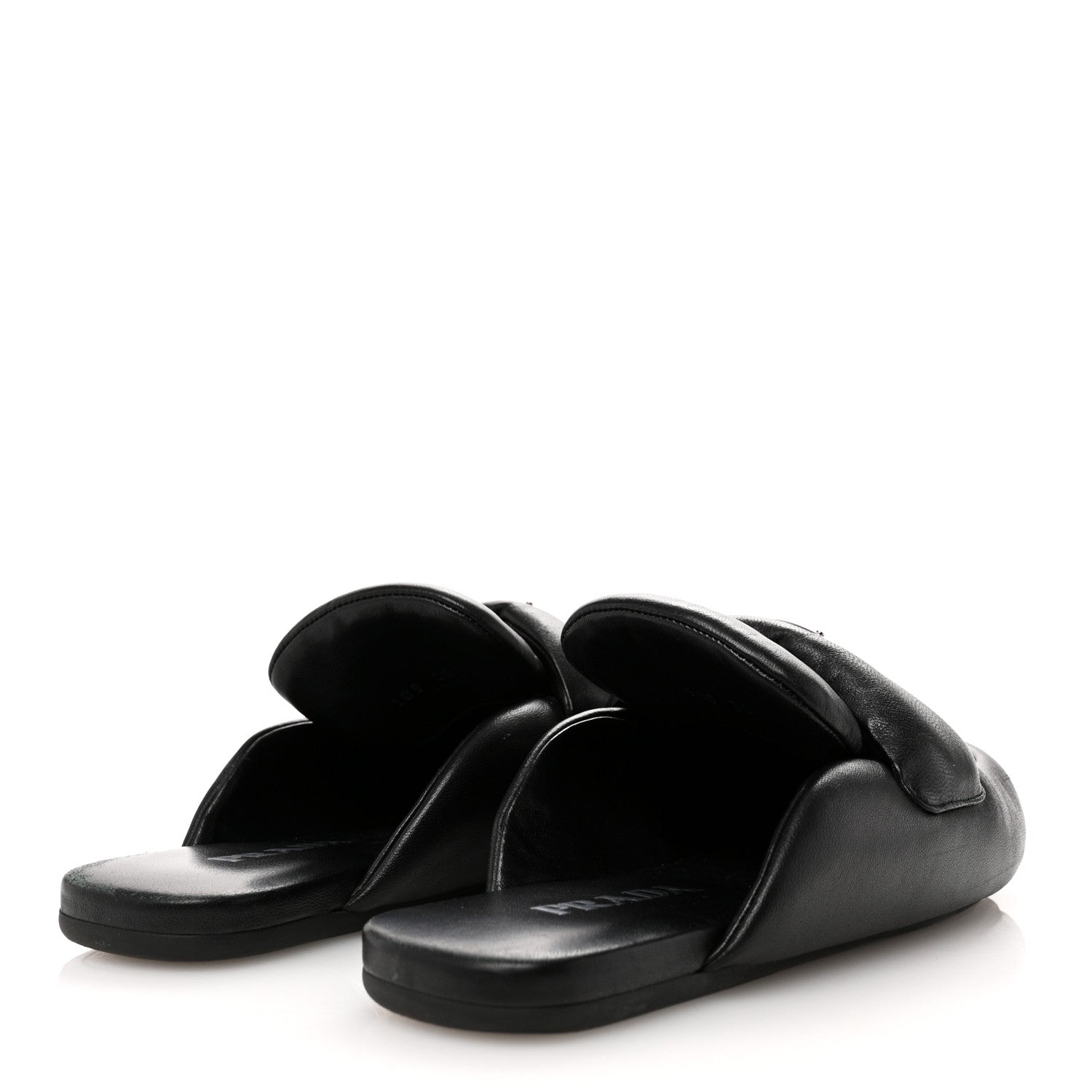 Prada Nappa Soft Padded Metal Triangle Logo Lug Sole 20mm Mules 38.5 Black 5 of 11