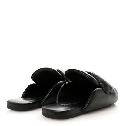 Prada Nappa Soft Padded Metal Triangle Logo Lug Sole 20mm Mules 38.5 Black 5 of 11