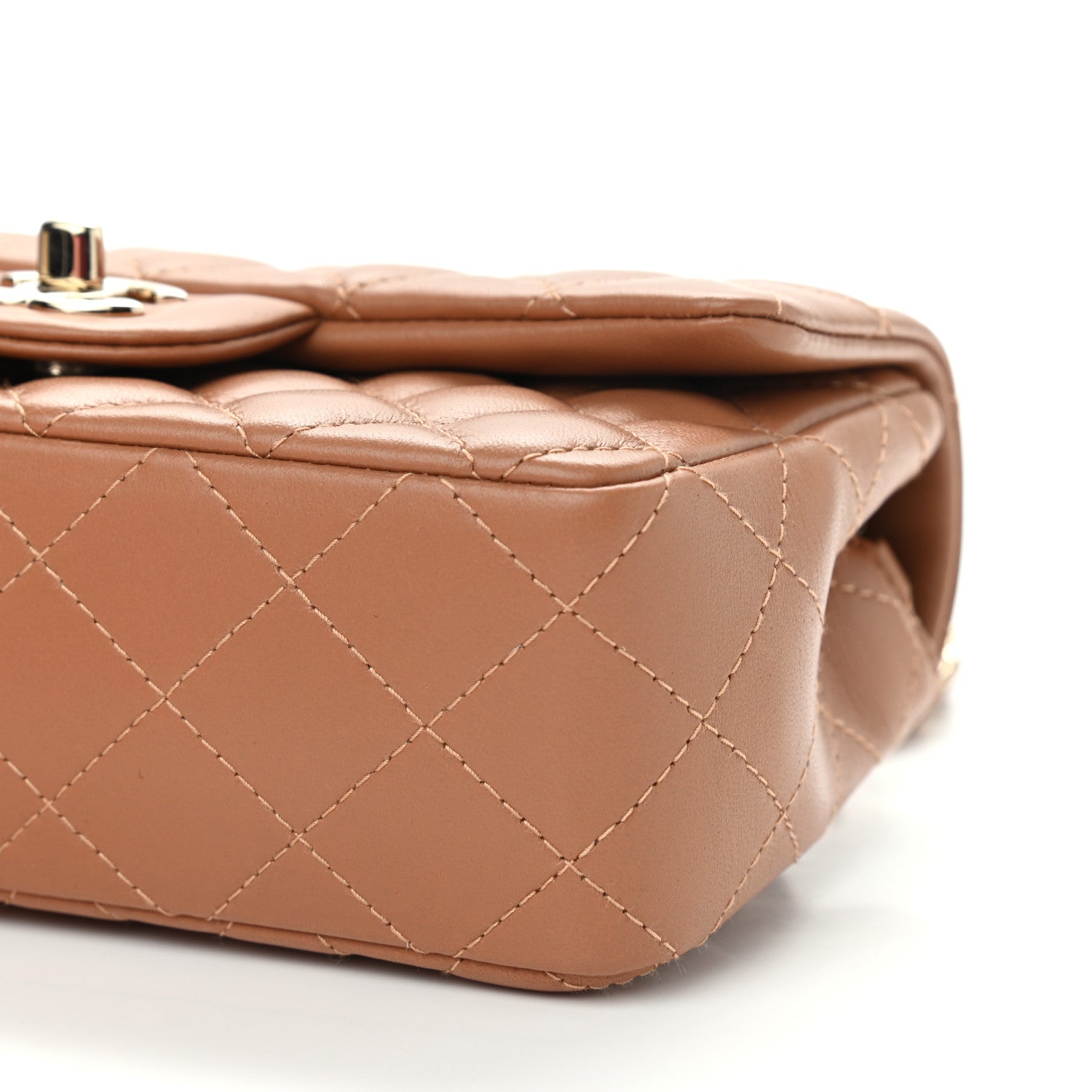 Chanel Lambskin Quilted Mini Rectangular Flap Brown 9 of 10