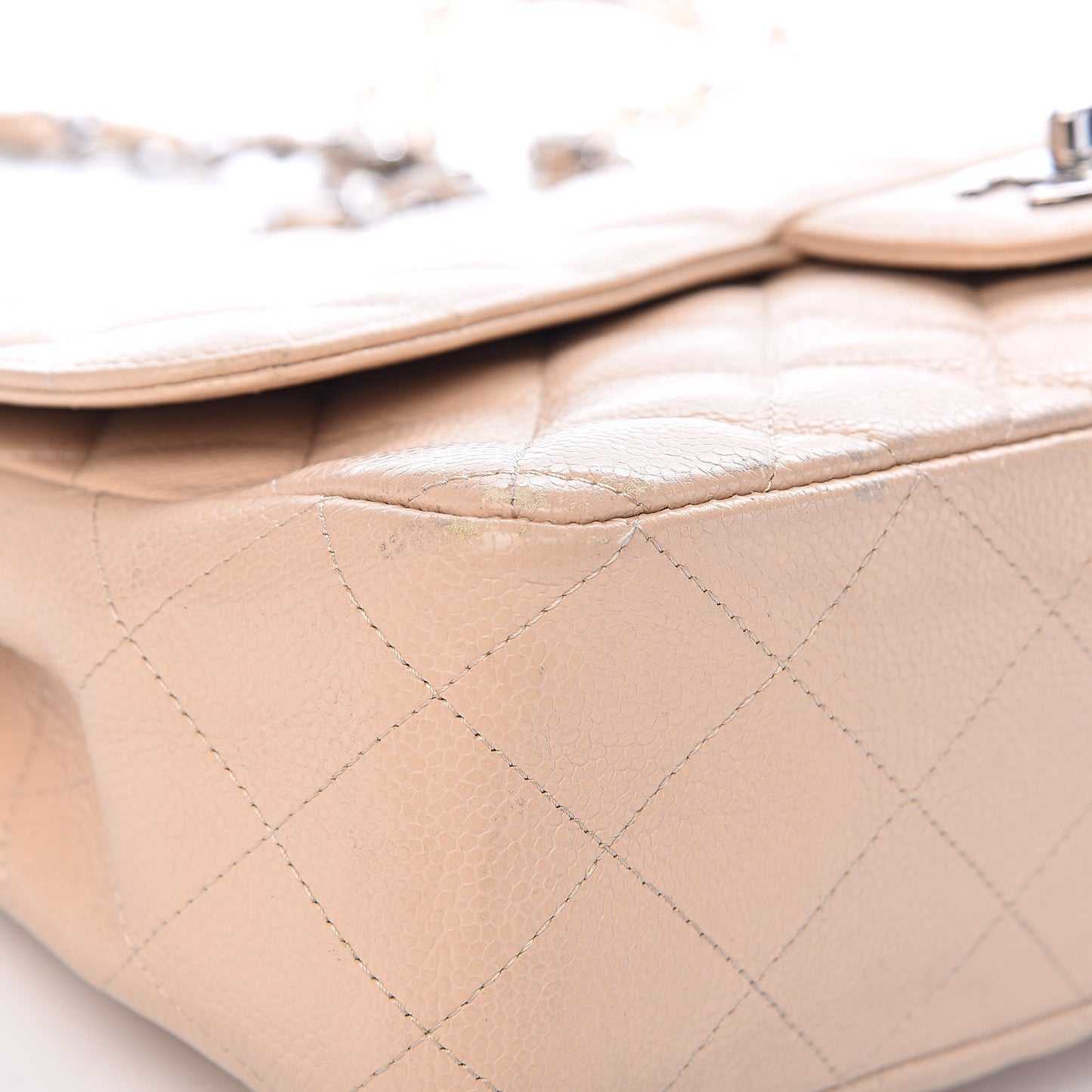 Caviar Quilted Jumbo Single Flap Beige Clair
