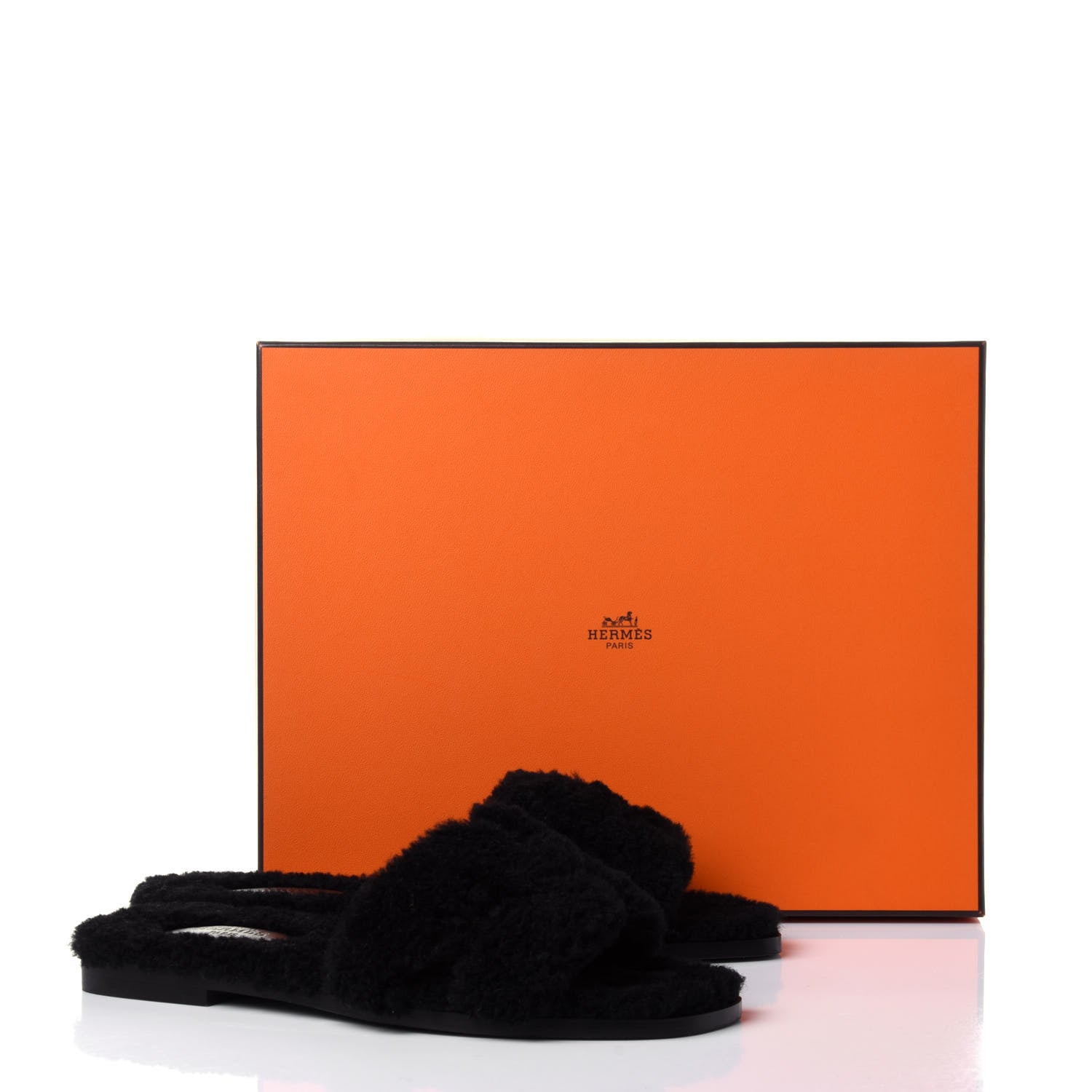 Hermes Woolskin Oran Sandals 36.5 Black 10 of 10