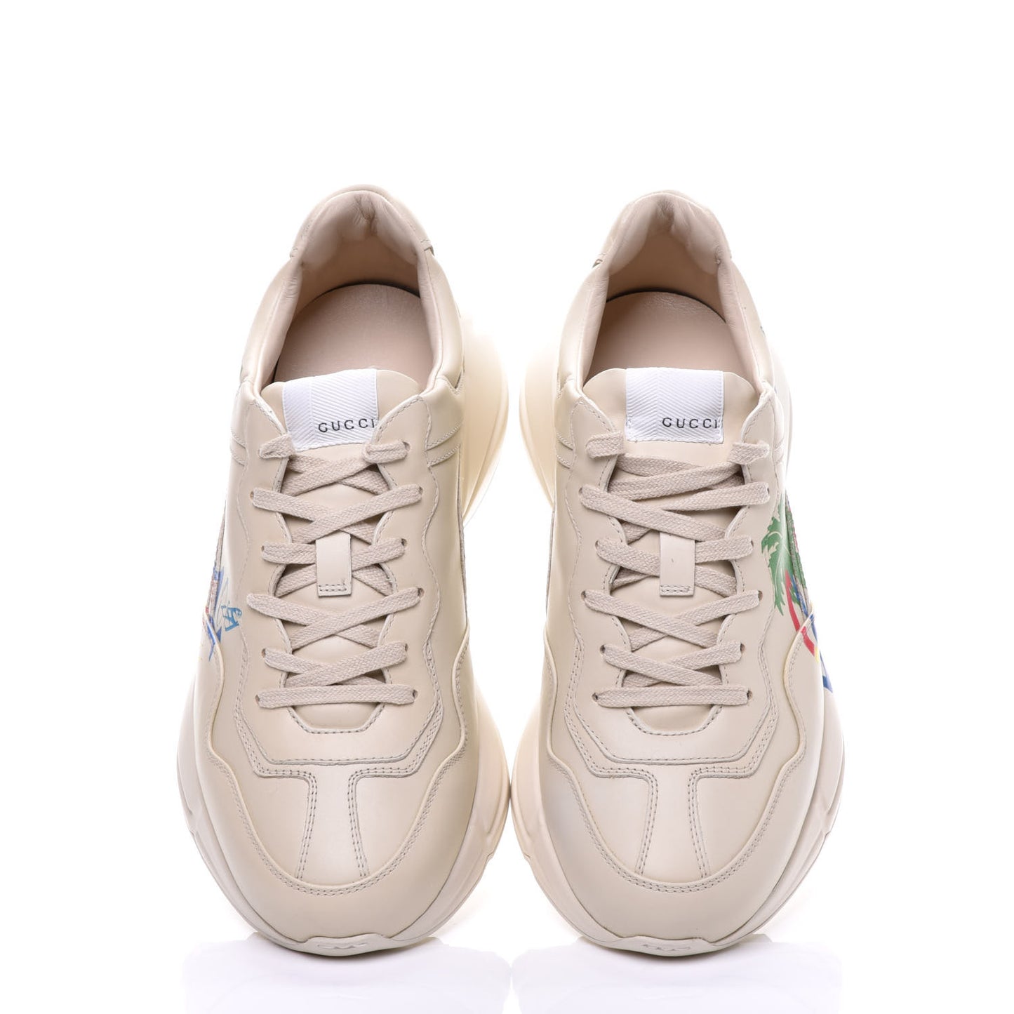 Calfskin Hawaii Printed Mens Rhyton Sneakers 8.5 White