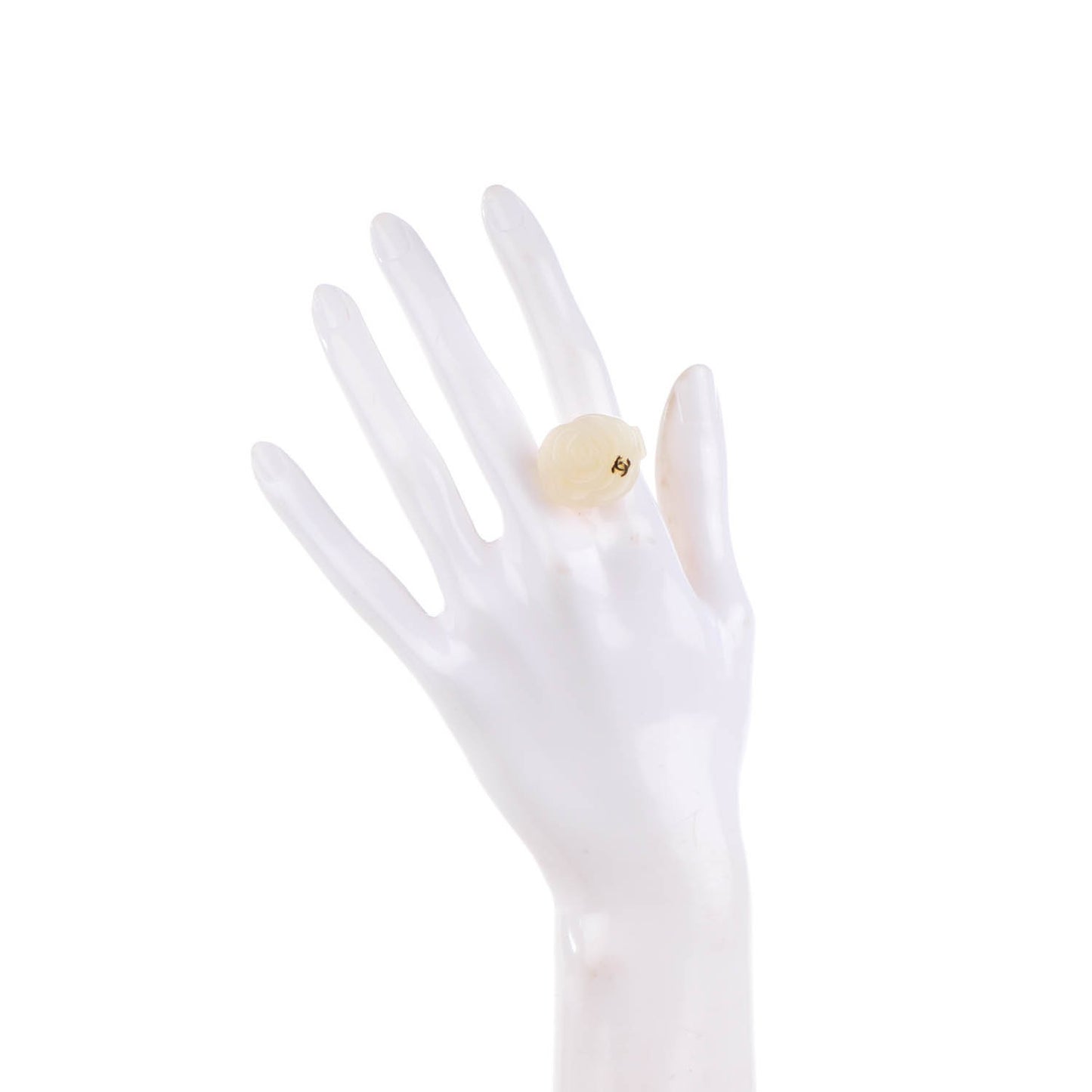Resin CC Camellia Ring 6 Cream Gold