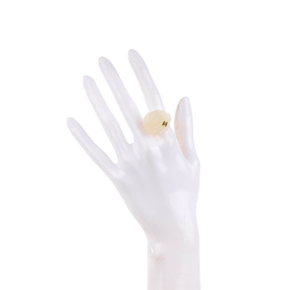 Chanel Resin CC Camellia Ring 6 Cream Gold 2 of 5