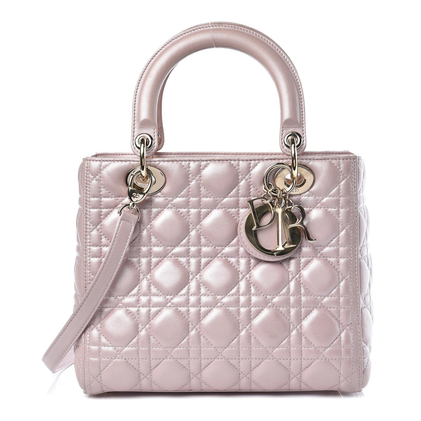 Pearly Lambskin Cannage Medium Lady Dior Lotus