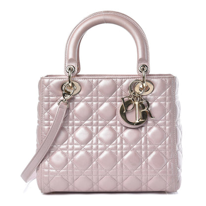 Christian Dior Pearly Lambskin Cannage Medium Lady Dior Lotus 1 of 16