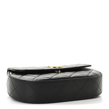 Chanel Shiny Aged Calfskin Quilted Flap Phone Holder With Chain Black 4 of 12