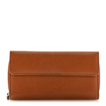 Gucci Grained Calfskin Continental Zip Wallet Tan 1 of 12