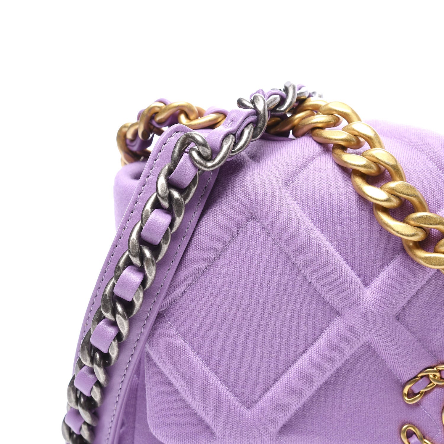 Chanel Jersey Lambskin Quilted Medium 19 Light Flap Purple 9 of 11