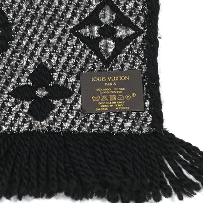 Louis Vuitton Wool Silk Logomania Shine Scarf Black 4 of 4