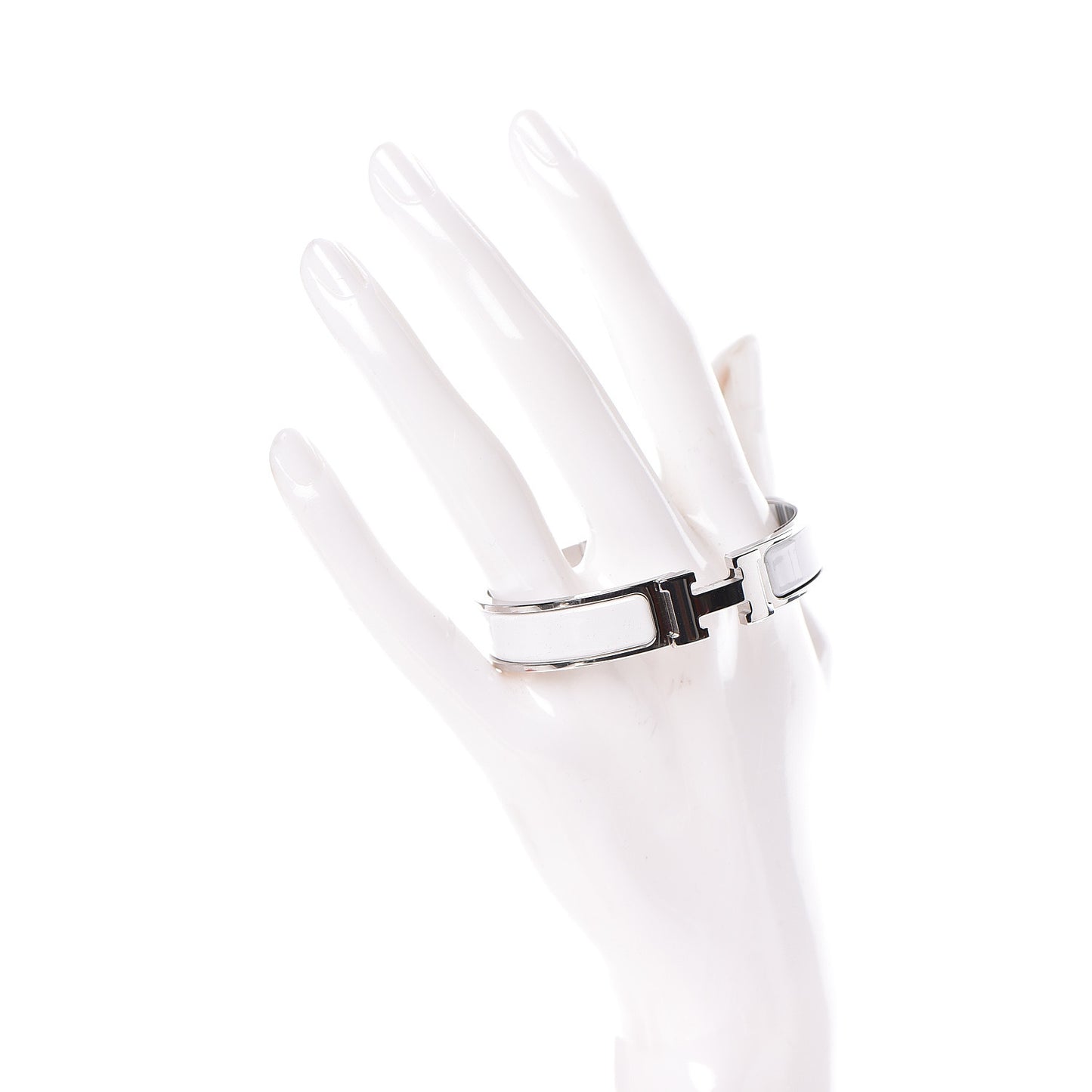 Enamel Narrow Clic Clac H Bracelet PM White