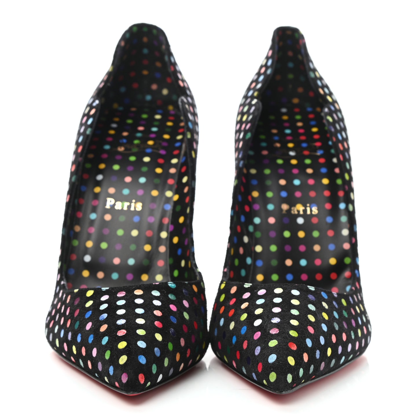 Suede Polka Dot Hot Chick 100 Pumps 40.5 Black Multicolor